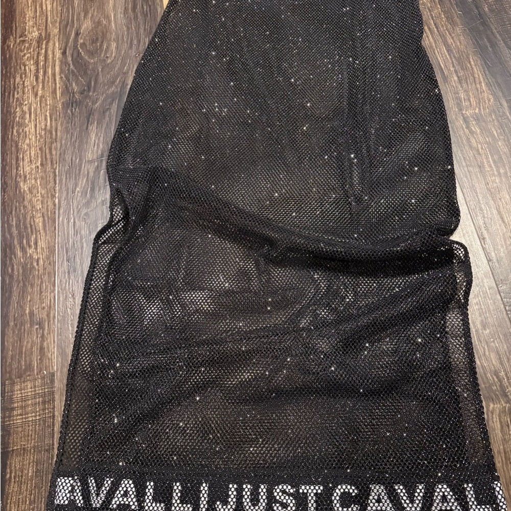 Just Cavalli Black shimmery Mesh transparent Dress